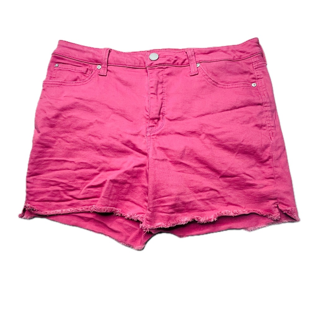Seven7 Weekend Short Womens 14 Pink Denim Frayed Raw Hem Stretch Cutoff Shorts